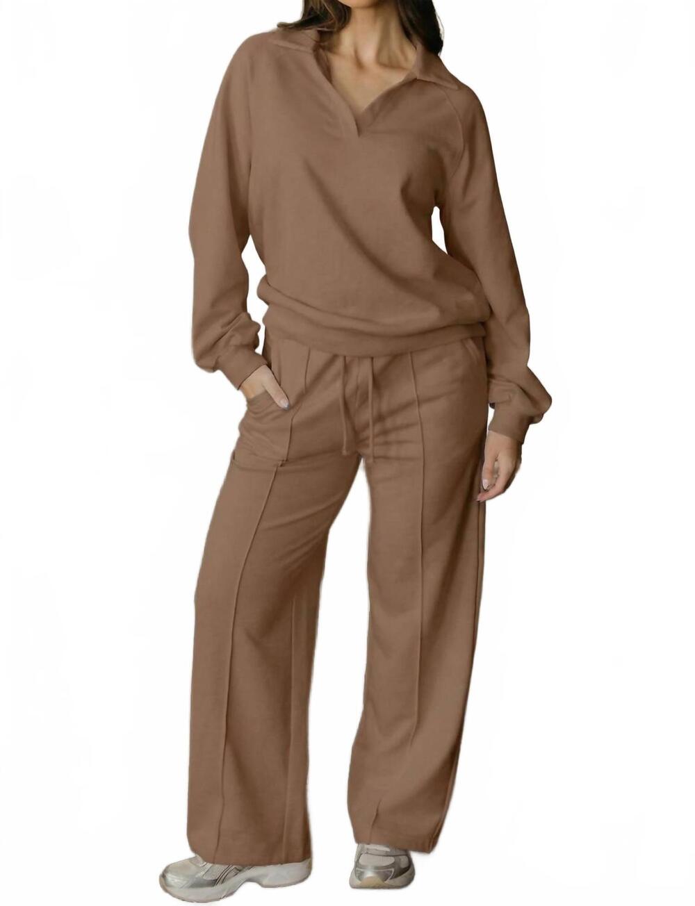 NEW WHOLESALESIR collar v neck pullover jumpsuit in khaki